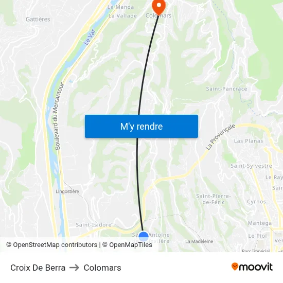Croix De Berra to Colomars map