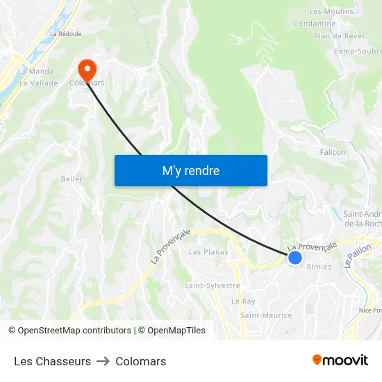 Les Chasseurs to Colomars map