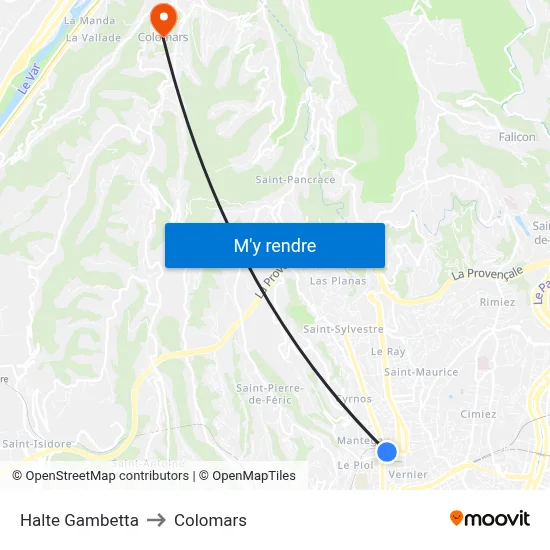 Halte Gambetta to Colomars map