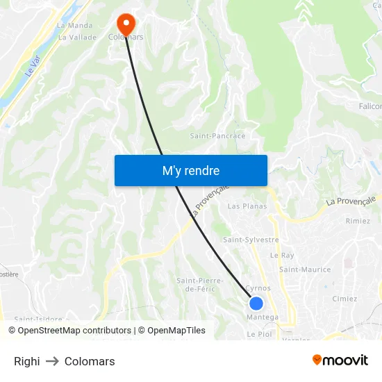 Righi to Colomars map