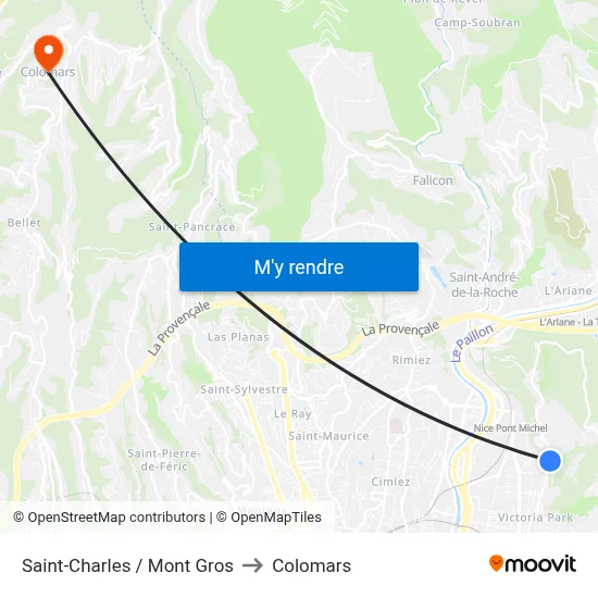 Saint-Charles / Mont Gros to Colomars map