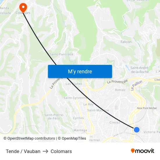 Tende / Vauban to Colomars map