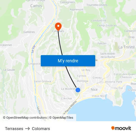 Terrasses to Colomars map