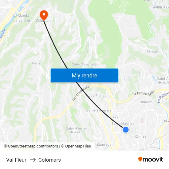 Val Fleuri to Colomars map