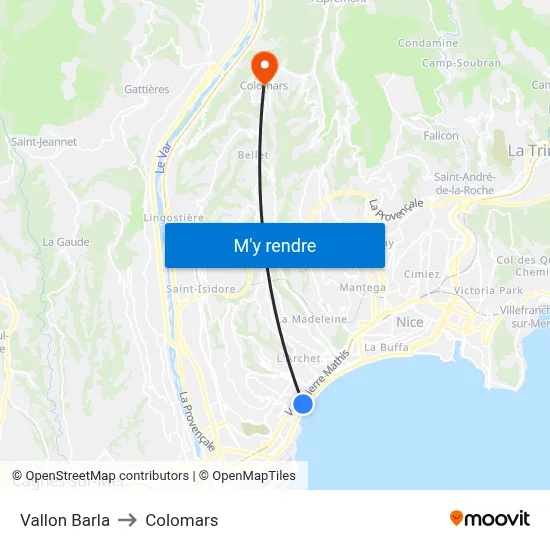 Vallon Barla to Colomars map