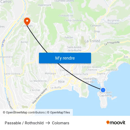 Passable / Rothschild to Colomars map