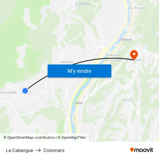 La Cabergue to Colomars map