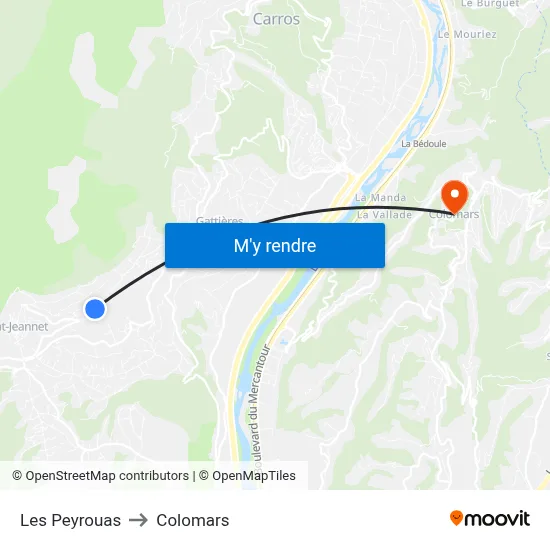 Les Peyrouas to Colomars map