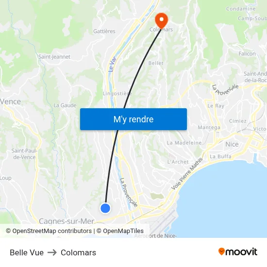 Belle Vue to Colomars map