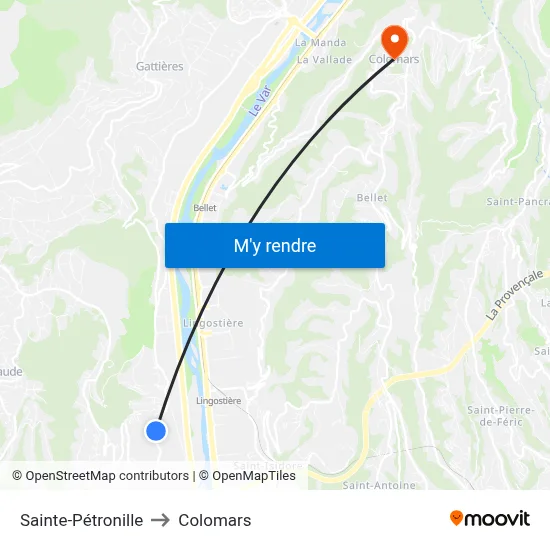 Sainte-Pétronille to Colomars map