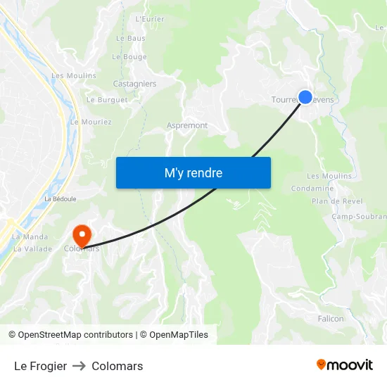 Le Frogier to Colomars map