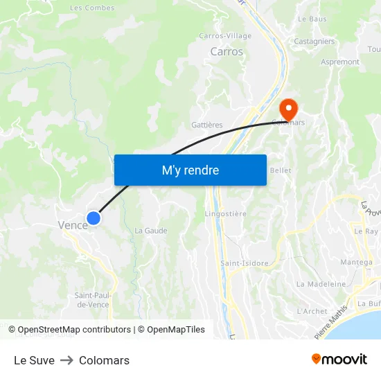 Le Suve to Colomars map