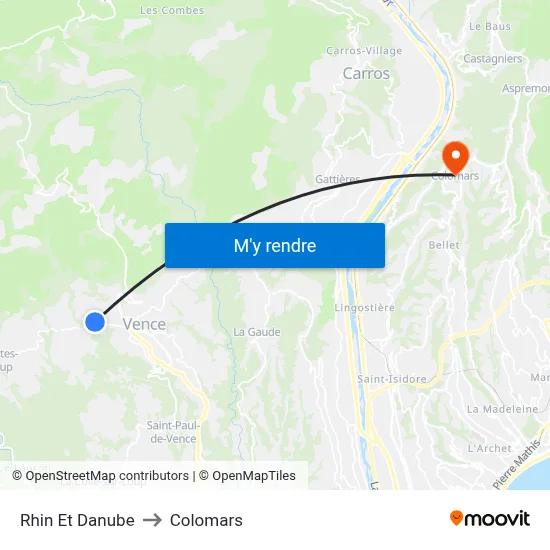 Rhin Et Danube to Colomars map