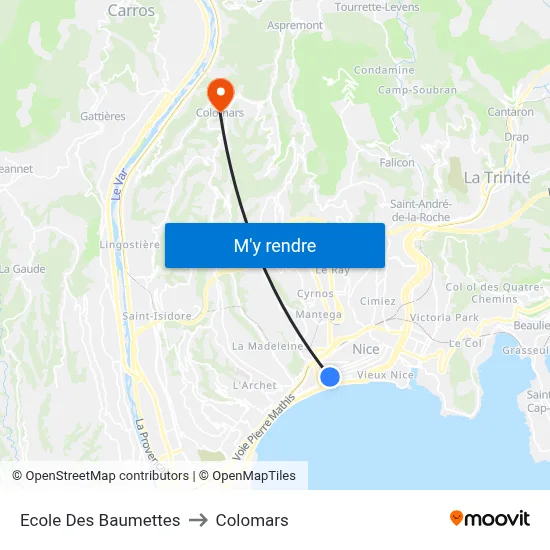 Ecole Des Baumettes to Colomars map