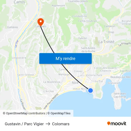 Gustavin / Parc Vigier to Colomars map