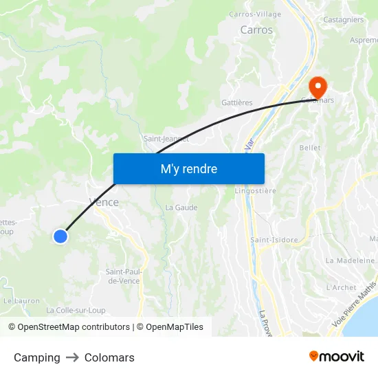 Camping to Colomars map