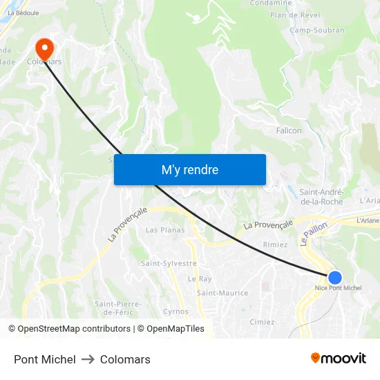 Pont Michel to Colomars map