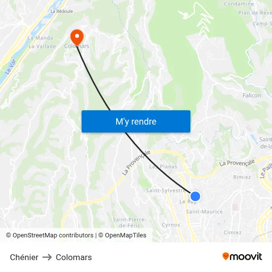 Chénier to Colomars map