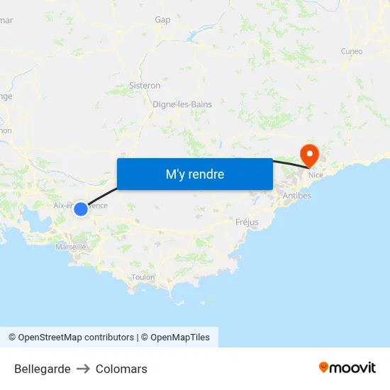 Bellegarde to Colomars map