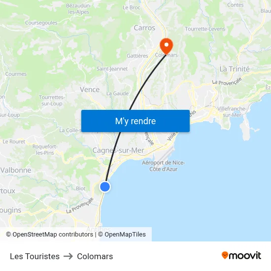 Les Touristes to Colomars map