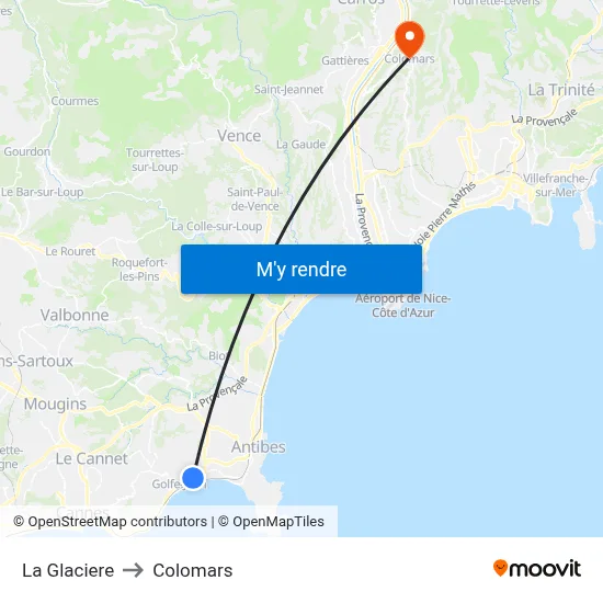 La Glaciere to Colomars map
