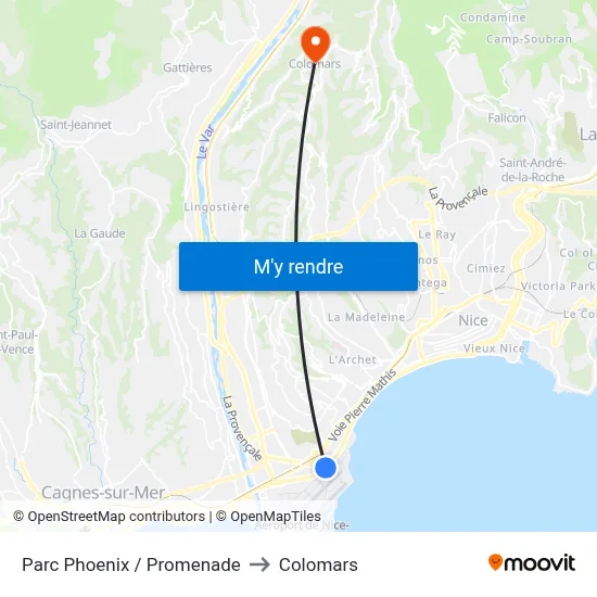 Parc Phoenix / Promenade to Colomars map