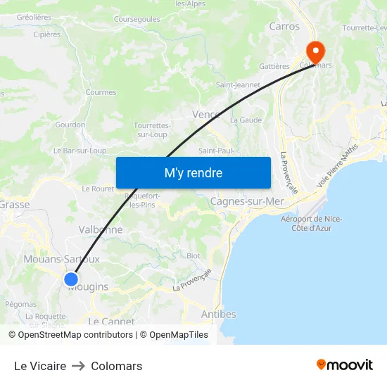 Le Vicaire to Colomars map
