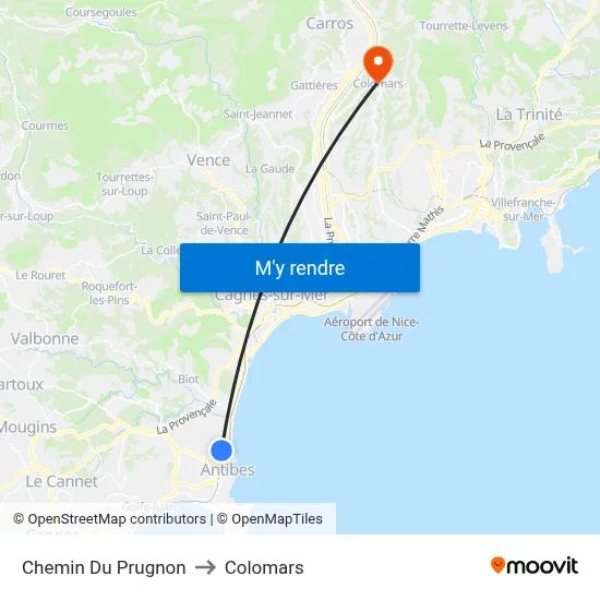 Chemin Du Prugnon to Colomars map