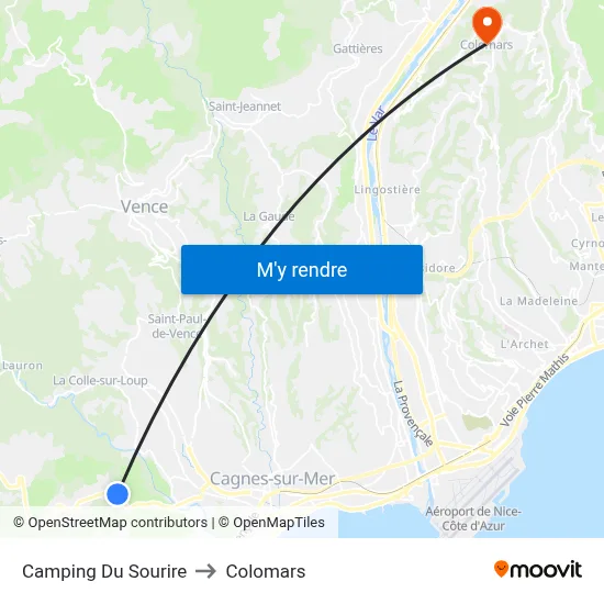 Camping Du Sourire to Colomars map