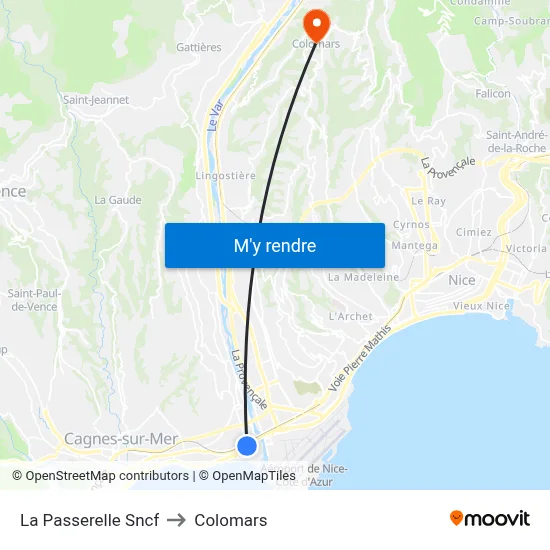 La Passerelle Sncf to Colomars map