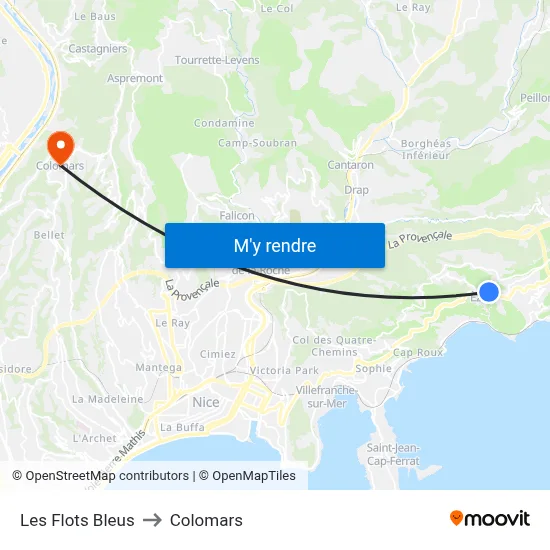 Les Flots Bleus to Colomars map