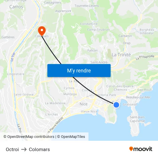 Octroi to Colomars map