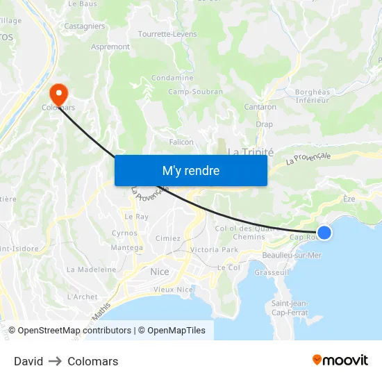 David to Colomars map