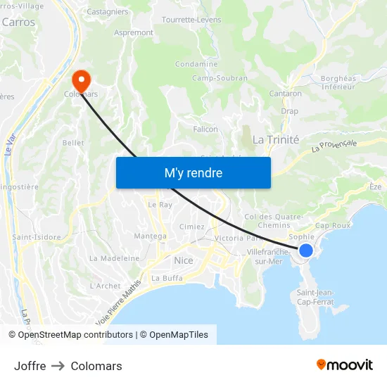 Joffre to Colomars map