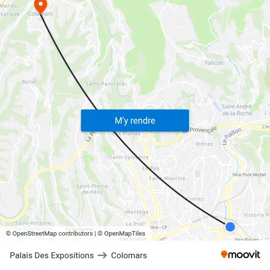 Palais Des Expositions to Colomars map