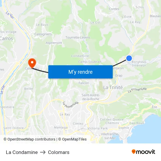 La Condamine to Colomars map