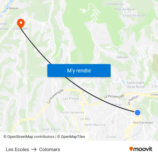 Les Ecoles to Colomars map