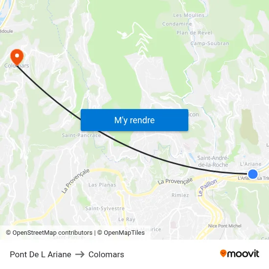 Pont De L Ariane to Colomars map
