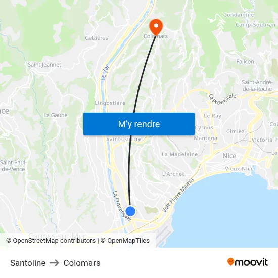Santoline to Colomars map