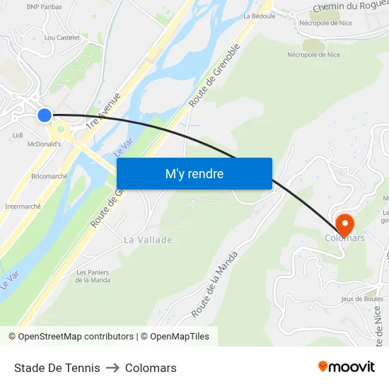 Stade De Tennis to Colomars map