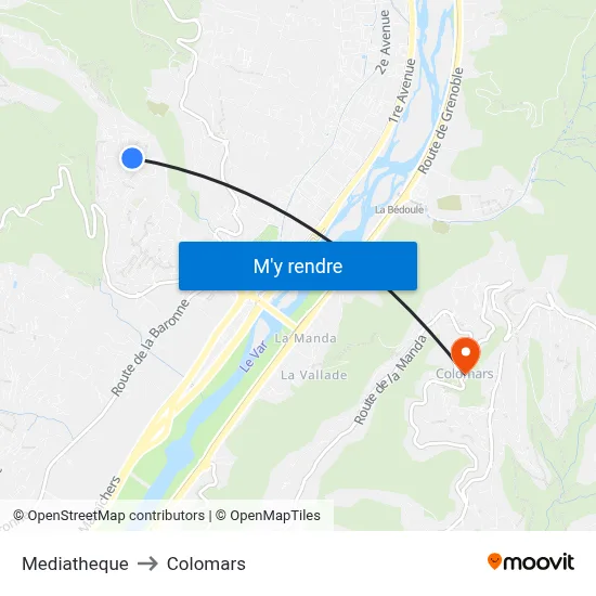 Mediatheque to Colomars map