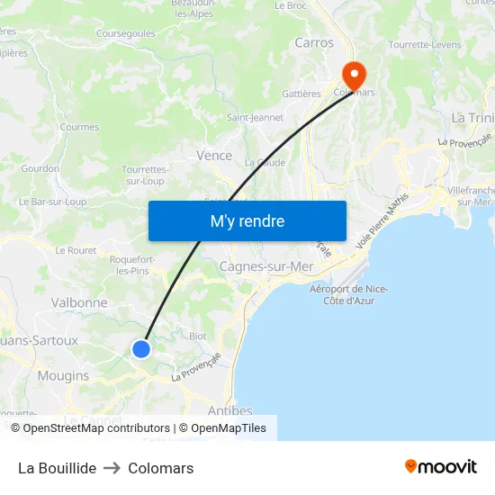 La Bouillide to Colomars map