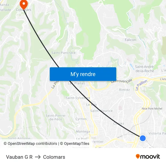 Vauban G R to Colomars map
