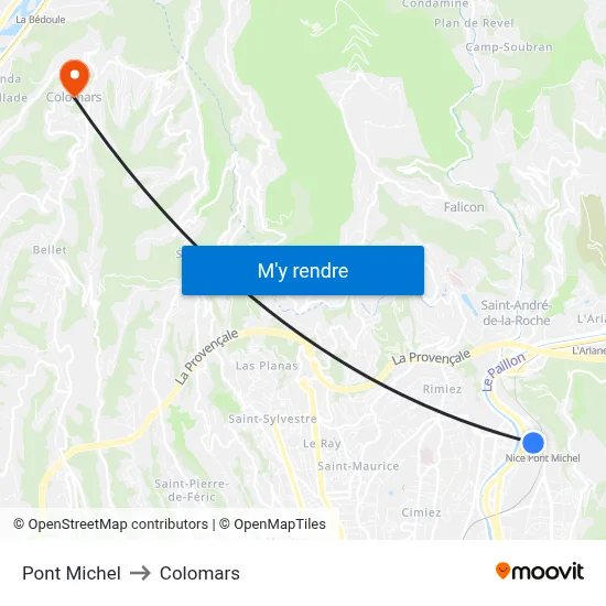 Pont Michel to Colomars map