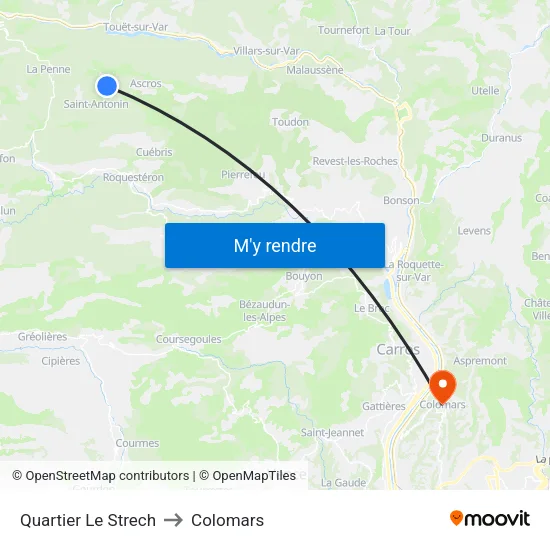 Quartier Le Strech to Colomars map