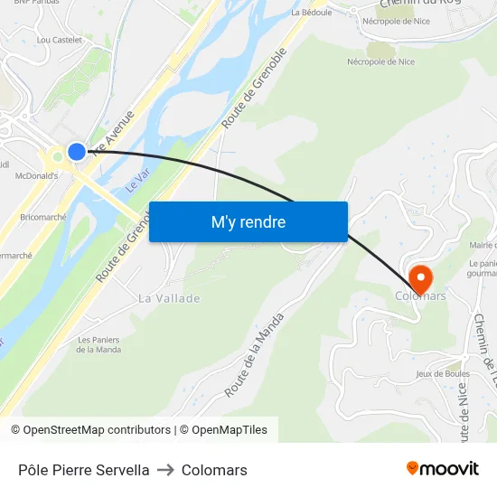 Pôle Pierre Servella to Colomars map