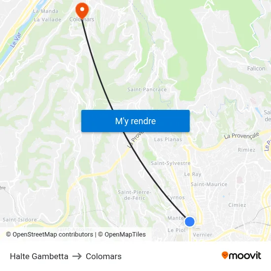 Halte Gambetta to Colomars map