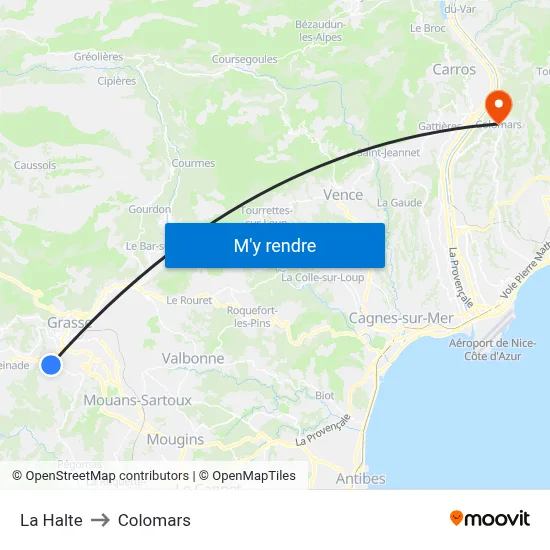 La Halte to Colomars map