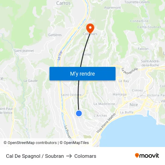Cal De Spagnol / Soubran to Colomars map