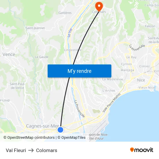 Val Fleuri to Colomars map